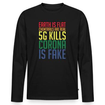 Conspiracy theory conspiracy theory Flat Earth - Men's Premium Organic Long Sleeve Shirt - black - Front - Nico (187cm)
