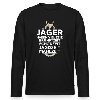 Jägermeisterin Jägerin Jäger Jagd Jagen Hirsch - Männer Premium Bio Langarmshirt - Schwarz - Vorne - Nico (187cm)