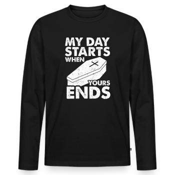 Funérailles croque-mort - T-shirt manches longues Premium bio Homme - noir - Devant - Nico (187cm)