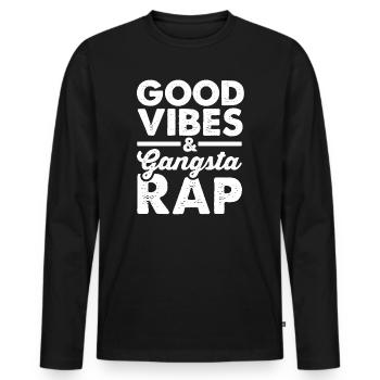 Gangsta Musik Deutschrap Rapper Hip Hop Rappen - Männer Premium Bio Langarmshirt - Schwarz - Vorne - Nico (187cm)