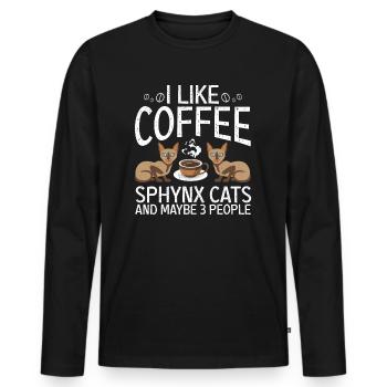 Sphynx cats chat nu chat propriétaire sans cheveux - T-shirt manches longues Premium bio Homme - noir - Devant - Nico (187cm)