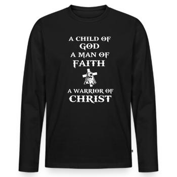 Jésus-Christ Croisé Christianisme Religion - T-shirt manches longues Premium bio Homme - noir - Devant - Nico (187cm)