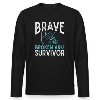 Fracture du bras fracture bras blessure - T-shirt manches longues Premium bio Homme - noir - Devant - Nico (187cm)