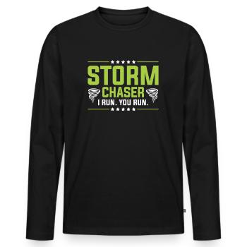 Storm Chaser Tornado Hunter Meteréologue Temps violent - T-shirt manches longues Premium bio Homme - noir - Devant - Nico (187cm)