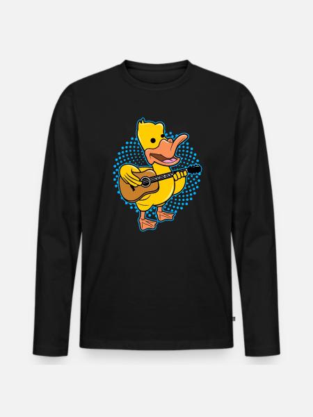 Duck Playing Guitar - Men's Premium Organic Long Sleeve Shirt - black