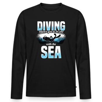 Diving Allows You To Be One With The Sea - Men's Premium Organic Long Sleeve Shirt - black - Front - Nico (187cm)