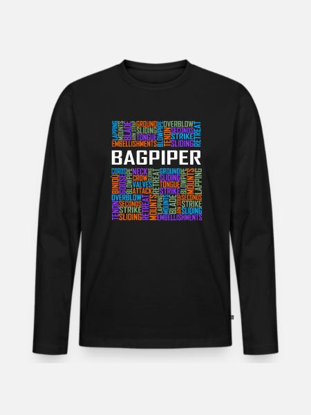 Bagpiper - Words - Men's Premium Organic Long Sleeve Shirt - black