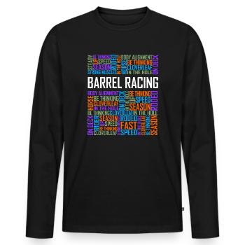 Barrel Racing - Words - Men's Premium Organic Long Sleeve Shirt - black - Front - Nico (187cm)