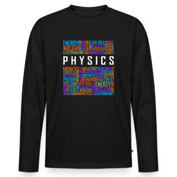 Physics - Words - Men's Premium Organic Long Sleeve Shirt - black - Front - Nico (187cm)
