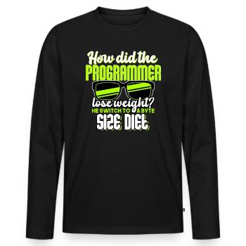 Programming - How did the programmer lose weight? - Men's Premium Organic Long Sleeve Shirt - black - Front - Nico (187cm)