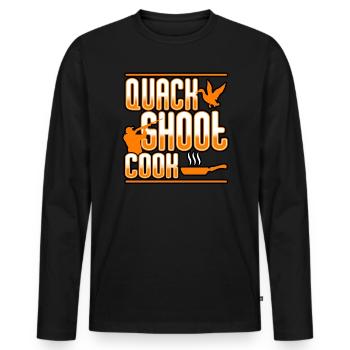 Duck Hunting - Quack Shoot Cook - Men's Premium Organic Long Sleeve Shirt - black - Front - Nico (187cm)