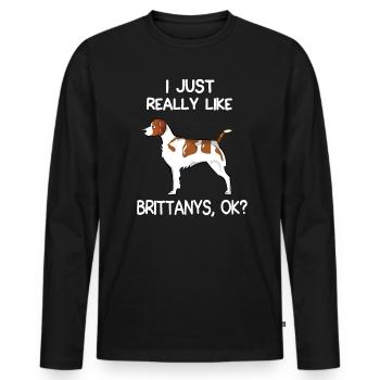 I Just Really Like Brittanys - Men's Premium Organic Long Sleeve Shirt - black - Front - Nico (187cm)