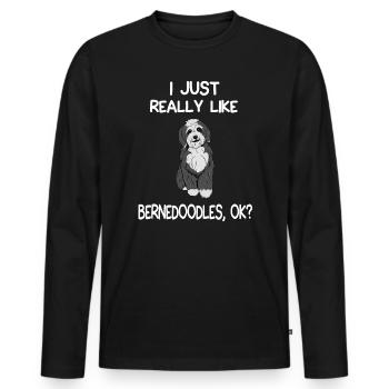 I Just Really Like Bernedoodles - Men's Premium Organic Long Sleeve Shirt - black - Front - Nico (187cm)