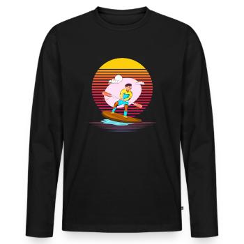 Paddleboarding Vapor - Men's Premium Organic Long Sleeve Shirt - black - Front - Nico (187cm)
