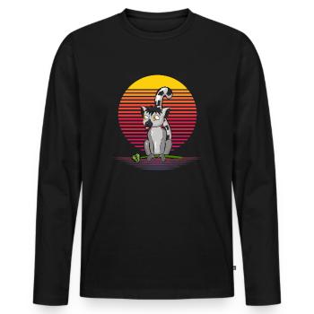 Lemur Retro Vapor - Men's Premium Organic Long Sleeve Shirt - black - Front - Nico (187cm)