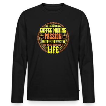 Coffee Maker - In The Realm Of Coffee Making - Men's Premium Organic Long Sleeve Shirt - black - Front - Nico (187cm)