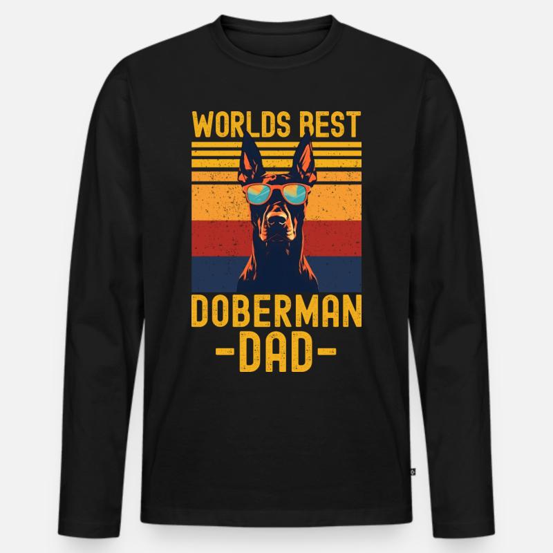 Dobermann mit sonnenbrille retro - Männer Premium Bio Langarmshirt - Schwarz