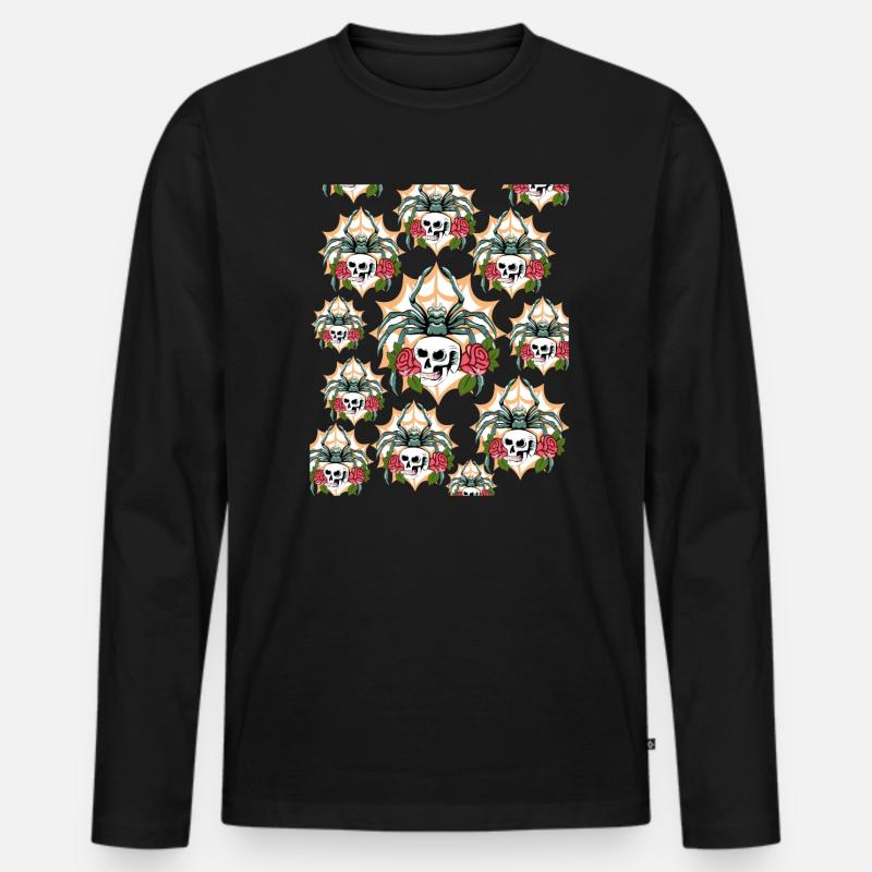 Tarantula With Skull pattern - Men's Premium Organic Long Sleeve Shirt - black