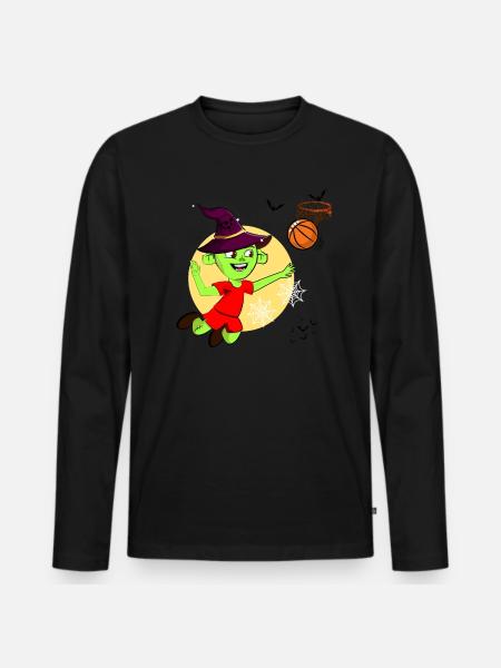 Witch Playing Basketball - Men's Premium Organic Long Sleeve Shirt - black