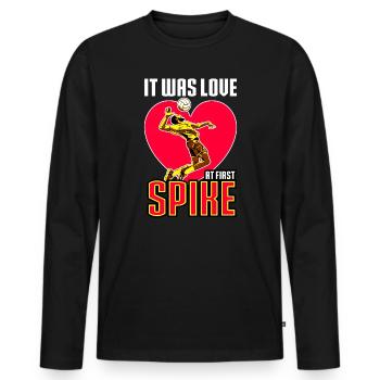 Volleyball It Was Love At First Spike - Men's Premium Organic Long Sleeve Shirt - black - Front - Nico (187cm)