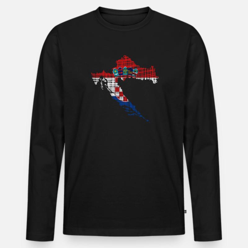 Croatia - Männer Premium Bio Langarmshirt - Schwarz