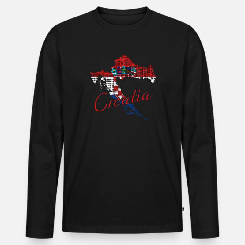 Croatia - Männer Premium Bio Langarmshirt - Schwarz