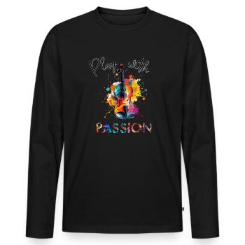 Geige Violine Musiker Geschenk - Männer Premium Bio Langarmshirt - Schwarz - Vorne - Nico (187cm)