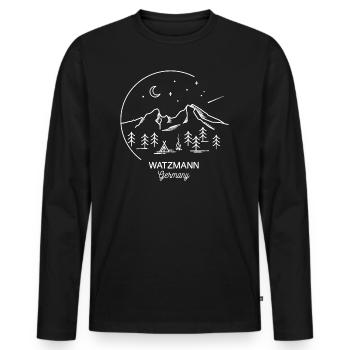 Watzmann Überschreitung Souvenir Berg Line Art - Männer Premium Bio Langarmshirt - Schwarz - Vorne - Nico (187cm)