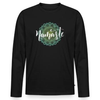 Yoga Namaste Meditation Motif - Men's Premium Organic Long Sleeve Shirt - black - Front - Nico (187cm)