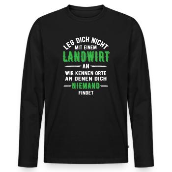 Landwirt kennen Orte Bauer Landwirtschaft - Männer Premium Bio Langarmshirt - Schwarz - Vorne - Nico (187cm)