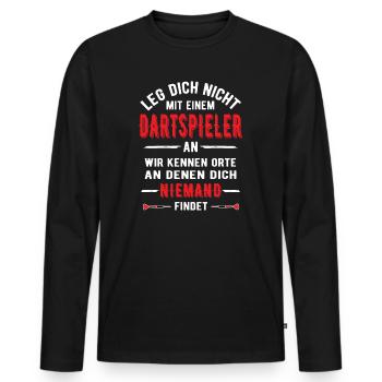 Dartspieler kennen Orte - Männer Premium Bio Langarmshirt - Schwarz - Vorne - Nico (187cm)