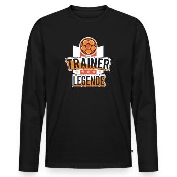 Handball Trainer Legende - Männer Premium Bio Langarmshirt - Schwarz - Vorne - Nico (187cm)
