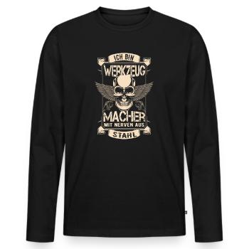 Werkzeugmacher Nerven aus Stahl Werkzeugmechaniker - Männer Premium Bio Langarmshirt - Schwarz - Vorne - Nico (187cm)