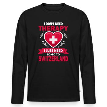 Je n’ai pas besoin d’une thérapie juste Suisse Proverbe - T-shirt manches longues Premium bio Homme - noir - Devant - Nico (187cm)