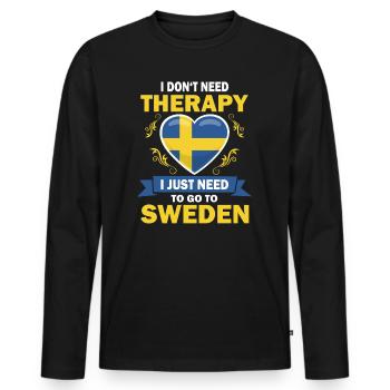 Je n’ai pas besoin d’une thérapie suédoise - T-shirt manches longues Premium bio Homme - noir - Devant - Nico (187cm)