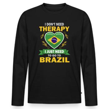 Je n’ai pas besoin d’une thérapie brésil proverbe - T-shirt manches longues Premium bio Homme - noir - Devant - Nico (187cm)