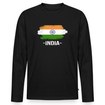 Drapeau Inde Inde - T-shirt manches longues Premium bio Homme - noir - Devant - Nico (187cm)