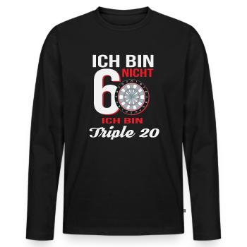 Ich bin nicht 60 Triple 20 Dartspieler 60. - Männer Premium Bio Langarmshirt - Schwarz - Vorne - Nico (187cm)