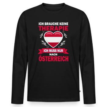 Therapie Österreich Urlaub Österreicher Flagge - Männer Premium Bio Langarmshirt - Schwarz - Vorne - Nico (187cm)