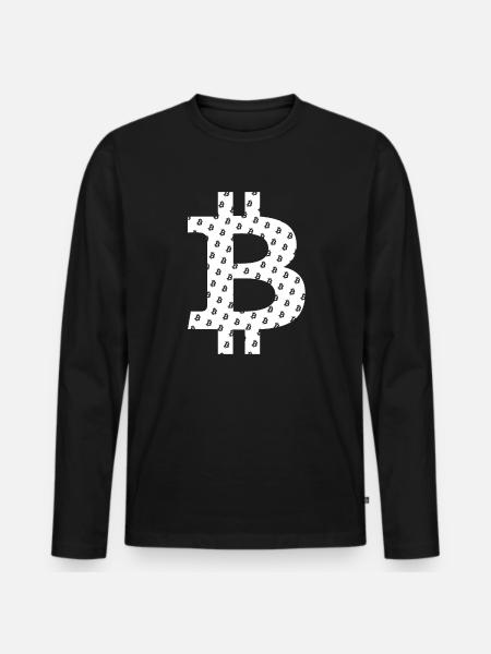 Bitcoin Logo Symbol Muster Pattern - Männer Premium Bio Langarmshirt - Schwarz
