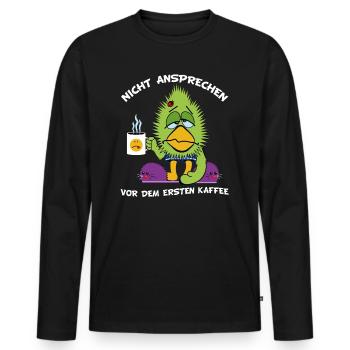 Langschläfer Morgenmuffel Faulenzer Kaffee - Männer Premium Bio Langarmshirt - Schwarz - Vorne - Nico (187cm)