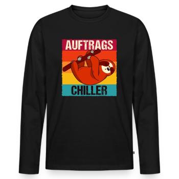 Lustiges Auftrags Chiller Relax Faultier Spruch Ge - Männer Premium Bio Langarmshirt - Schwarz - Vorne - Nico (187cm)