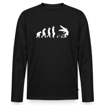 Judo Evolution cool judoka retro gift - Men's Premium Organic Long Sleeve Shirt - black - Front - Nico (187cm)