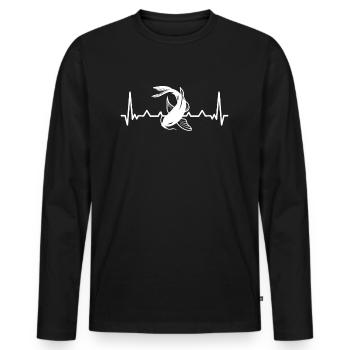 Koi Fan - Funny Koi Heartbeat EKG Gift Id - T-shirt manches longues Premium bio Homme - noir - Devant - Nico (187cm)