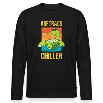 Lustiges Auftrags Chiller Relax Schildkröte Chillk - Männer Premium Bio Langarmshirt - Schwarz - Vorne - Nico (187cm)