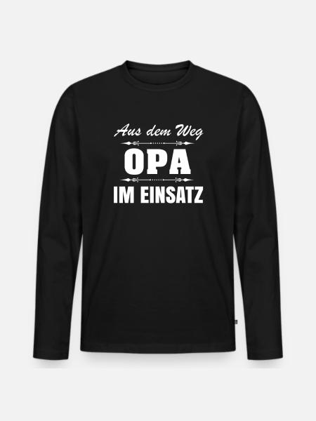 Opa im Einsatz - Männer Premium Bio Langarmshirt - Schwarz