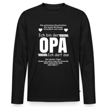 Ich bin der Opa ich darf das - Männer Premium Bio Langarmshirt - Schwarz - Vorne - Nico (187cm)