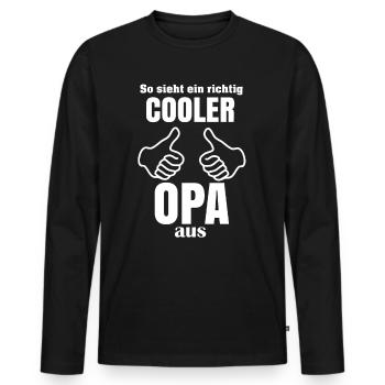 So sieht ein richtig cooler Opa aus - Männer Premium Bio Langarmshirt - Schwarz - Vorne - Nico (187cm)