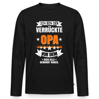 Ich bin der verrückte Opa - Männer Premium Bio Langarmshirt - Schwarz - Vorne - Nico (187cm)