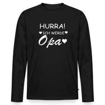 Hurra ich werde Opa - Männer Premium Bio Langarmshirt - Schwarz - Vorne - Nico (187cm)